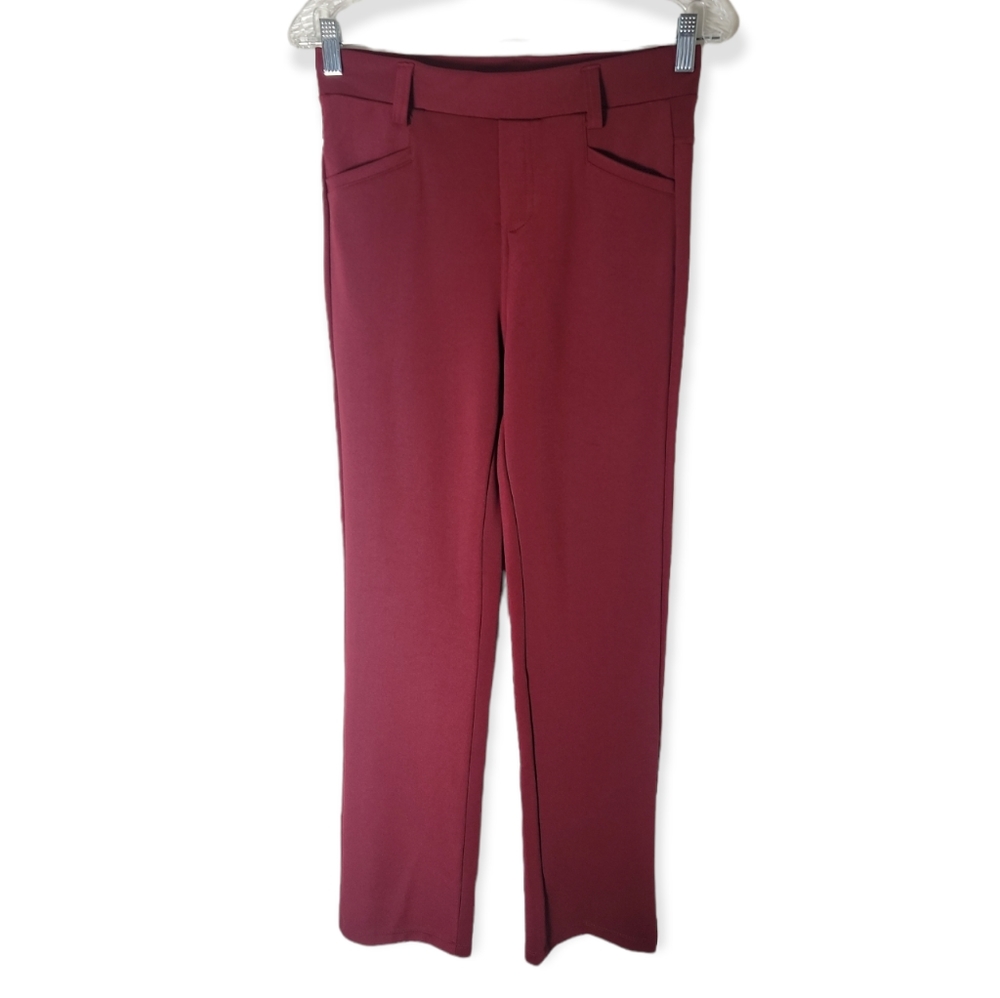 W Collection pull on high waisted burgundy ponte pants size large